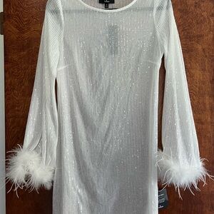 Lulu's White Sequin Mini Dress